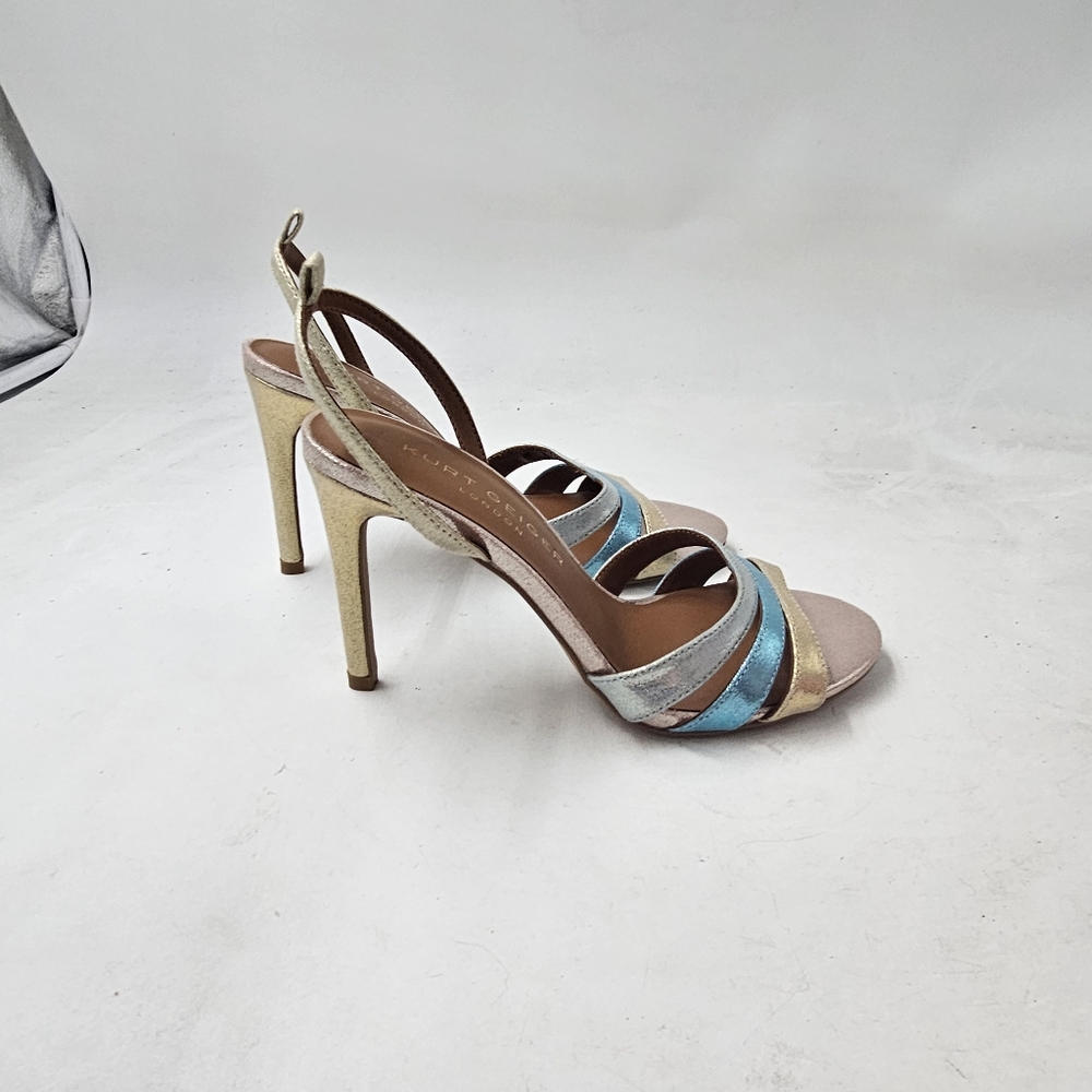 Kurt Geiger Metallic Gold, Silver & Blue Strappy Heels - Picture 4 of 9